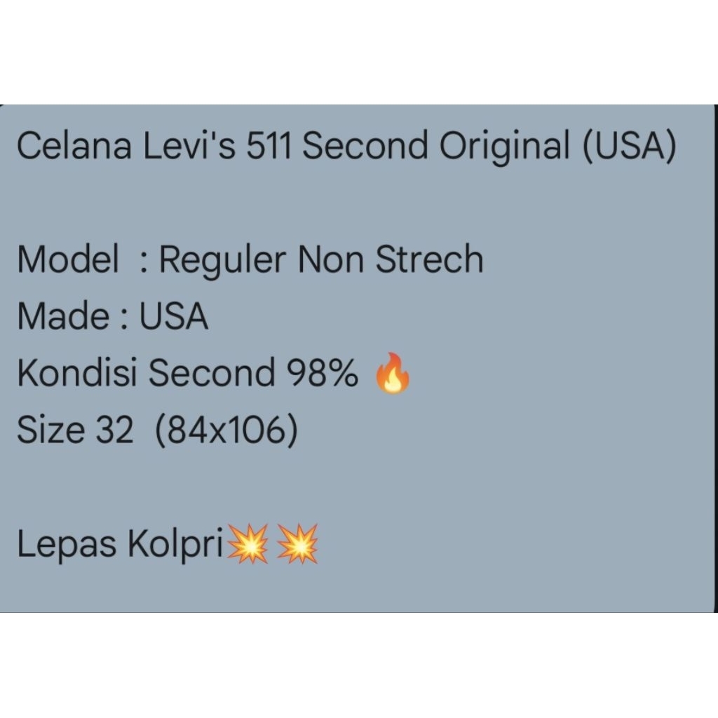 Levi's 511 Second Size 33