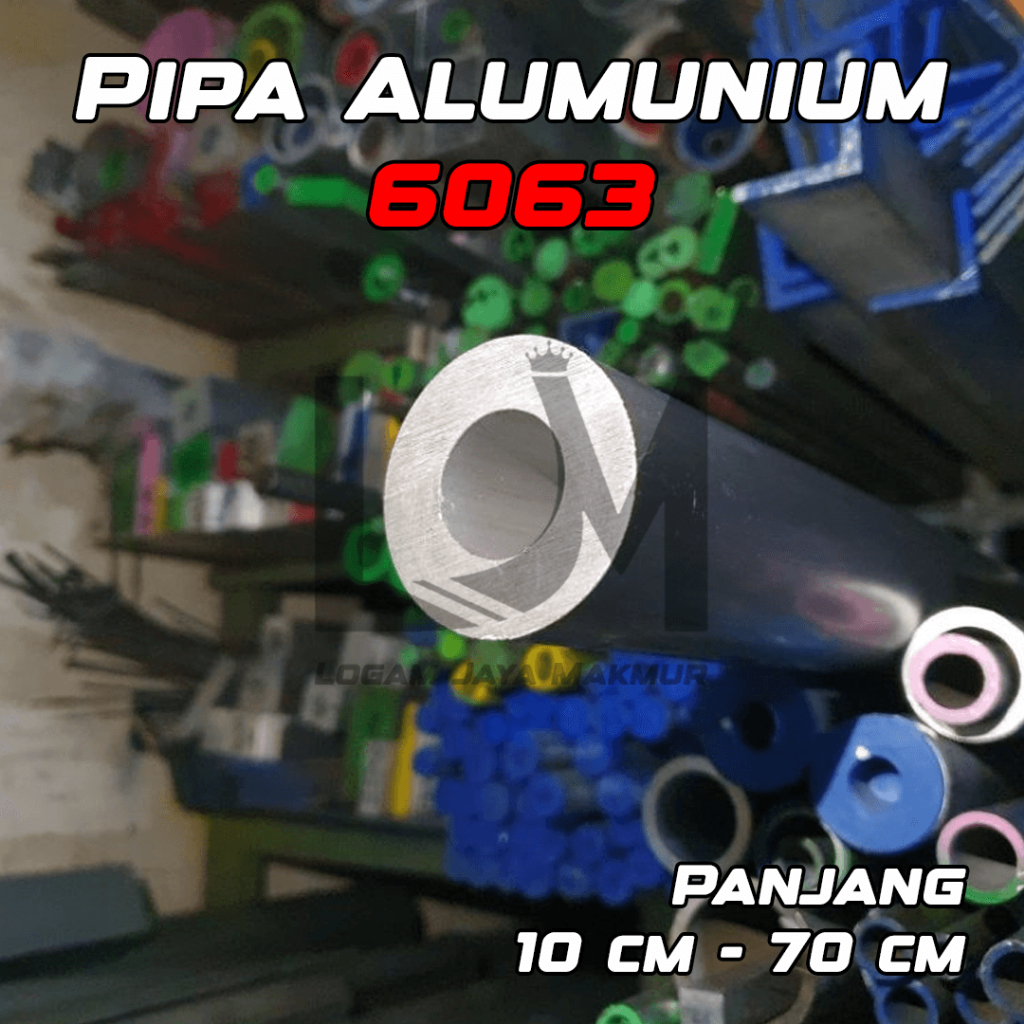 Pipa Alumunium / Aluminium 6063 OD 50.8 mm x ID 25.4 mm Tebal 12.7 mm Harga panjang per 10 cm • 15 c