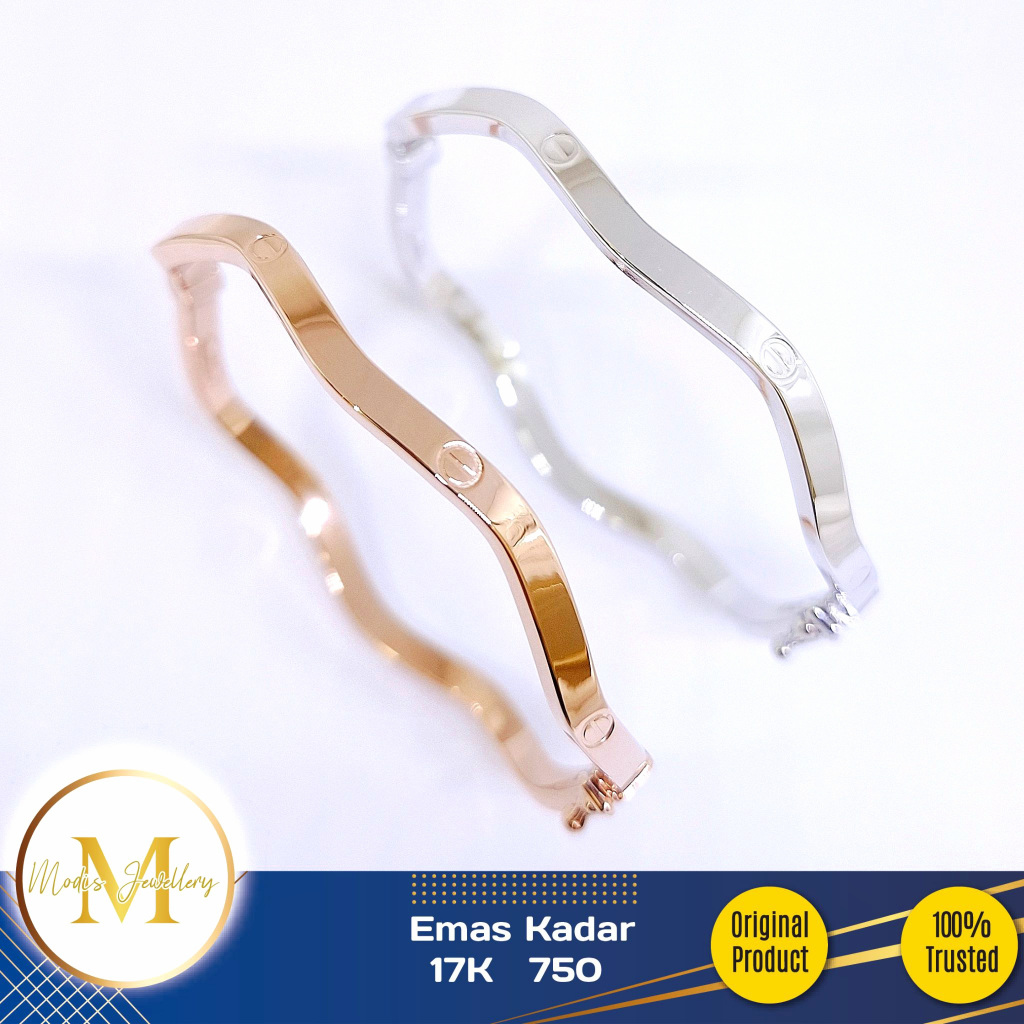 MODIS JEWELLERY - Gelang Anak Safari Gelombang Rosegold Putih - Emas 17k  750