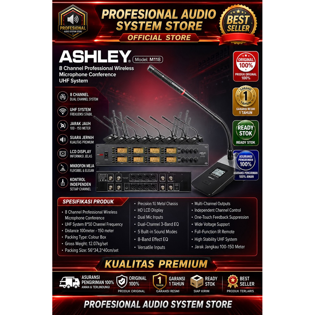 MIC CONFERENCE WIRELESS ASHLEY 8 CHANNEL M118 CONFERENCE M118 CONFERENCE MIC CONFERENCE ISI 8 ORIGIN