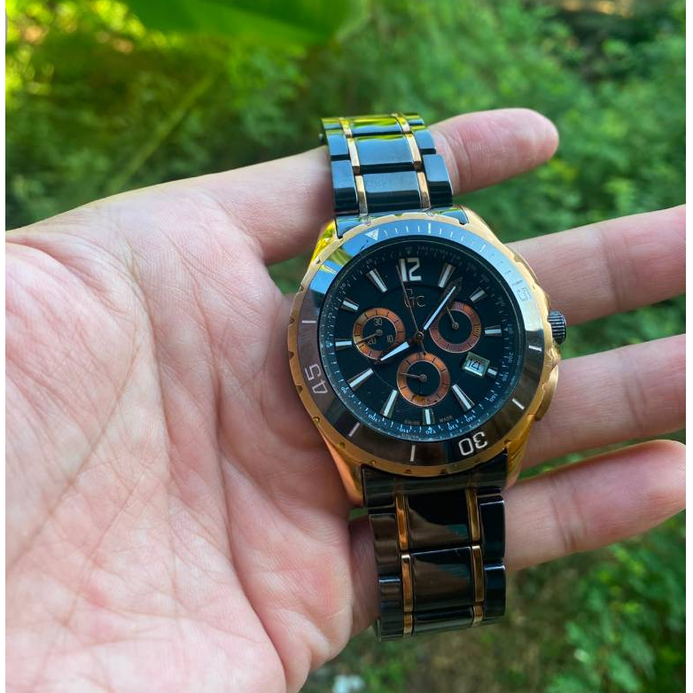 Jam Tangan Pria Cowok GC X76004G2S Original Chronograph Rantai Material Ceramic