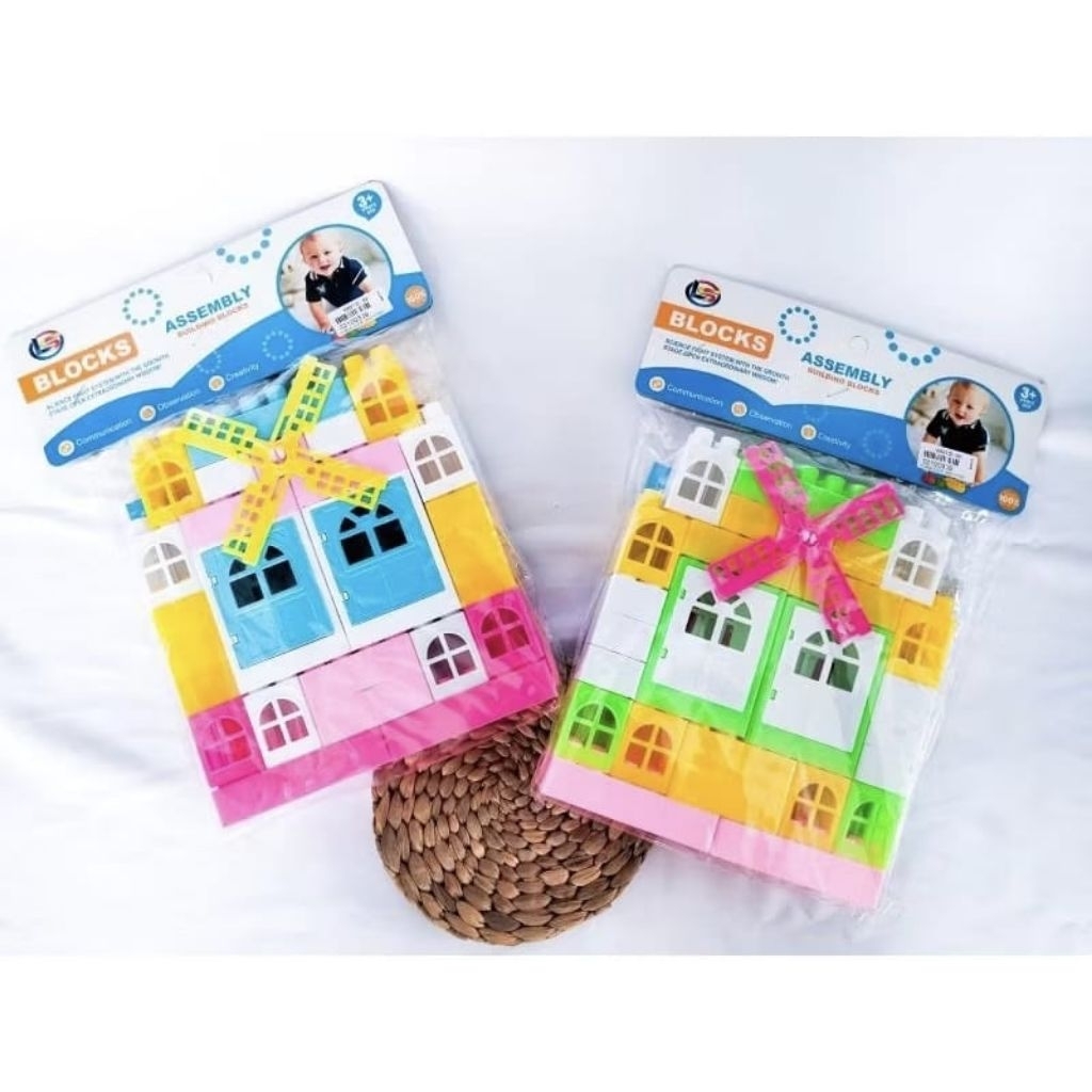 Mainan Blocks Rumah Kincir Edukatif LB 10 / assembly building blocks