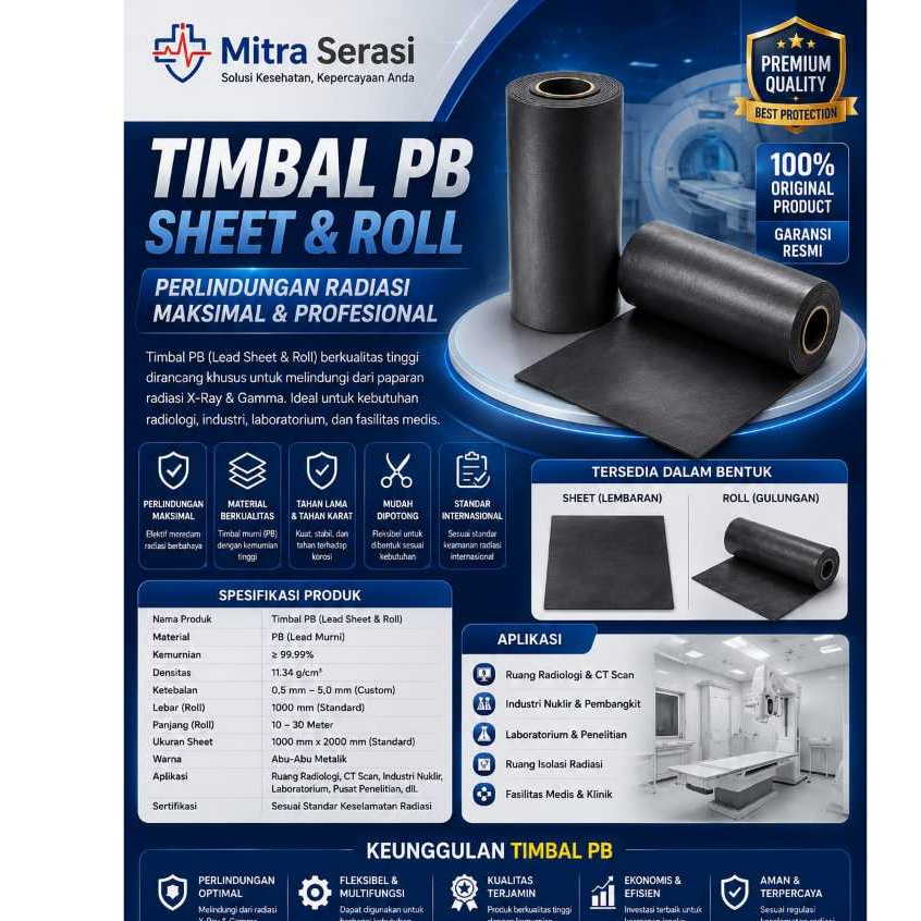 TIMBAL PB RADIOLOGI 2MM (TIMAH TIMBAL PB PLAT HITAM)