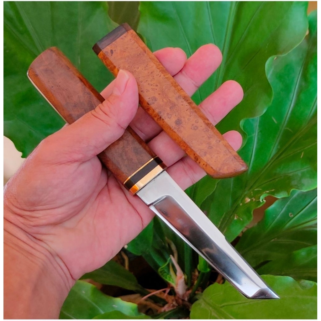 K110 Mini Tanto knife, pisau dapur model Tanto Jepang dengan baja Bohler K110 yang tajam dan tidak m
