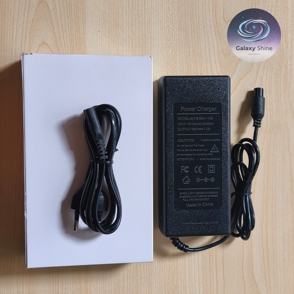 CHARGER SEPEDA LISTRIK 63V 1.1A ADAPTOR CASAN SKUTER HOVERBOARD 4 PIN FEMALE LITHIUM BATTERY CHARGER