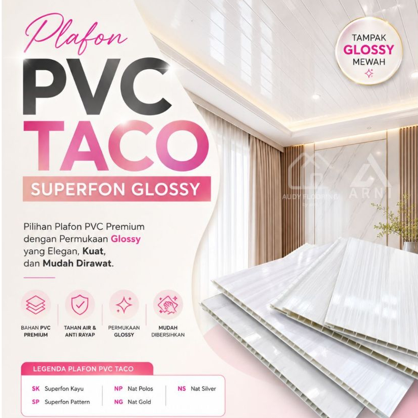 Plafon PVC TACO Superfon Glossy Premium | Plafon PVC Anti Air Anti Rayap | Plafon Rumah Minimalis El