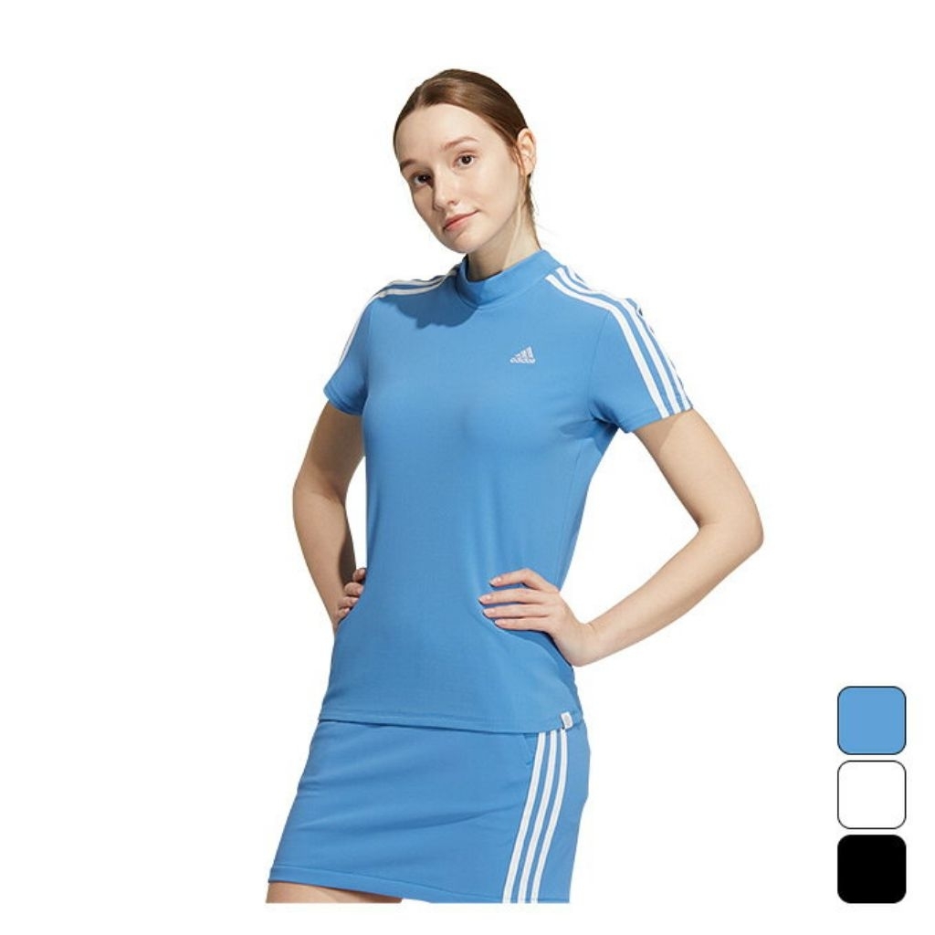 ADIDAS GOLF 3-STRIPES MOCK NECK TEE HA0211