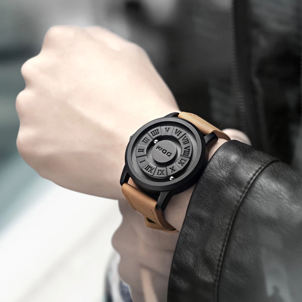 DOM Trend Concept New Personality Men's Watch Creative Scrolling Pointer magnetic force Fashion watc