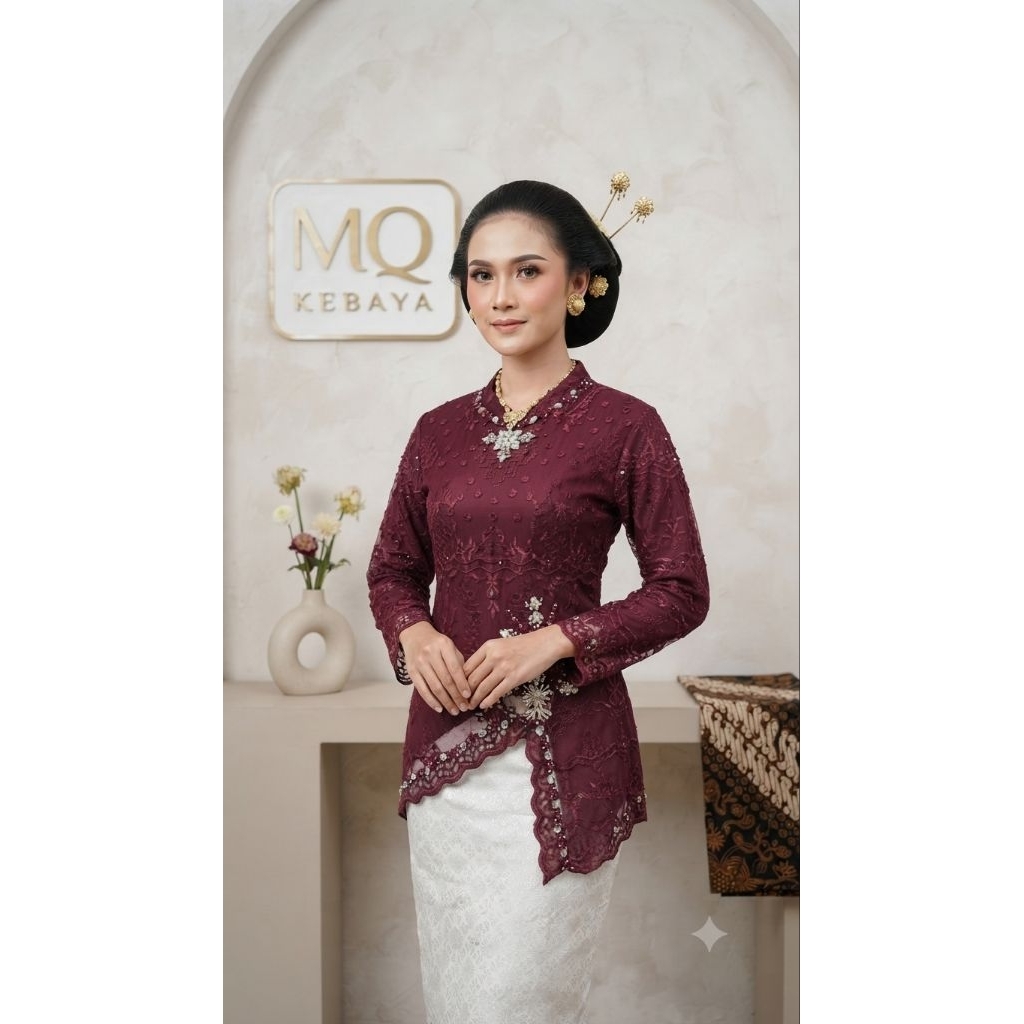 Queen Kebaya belah Alma | Setelan kebaya rok songket | atasan kebaya | kebaya pesta | kebaya modern 