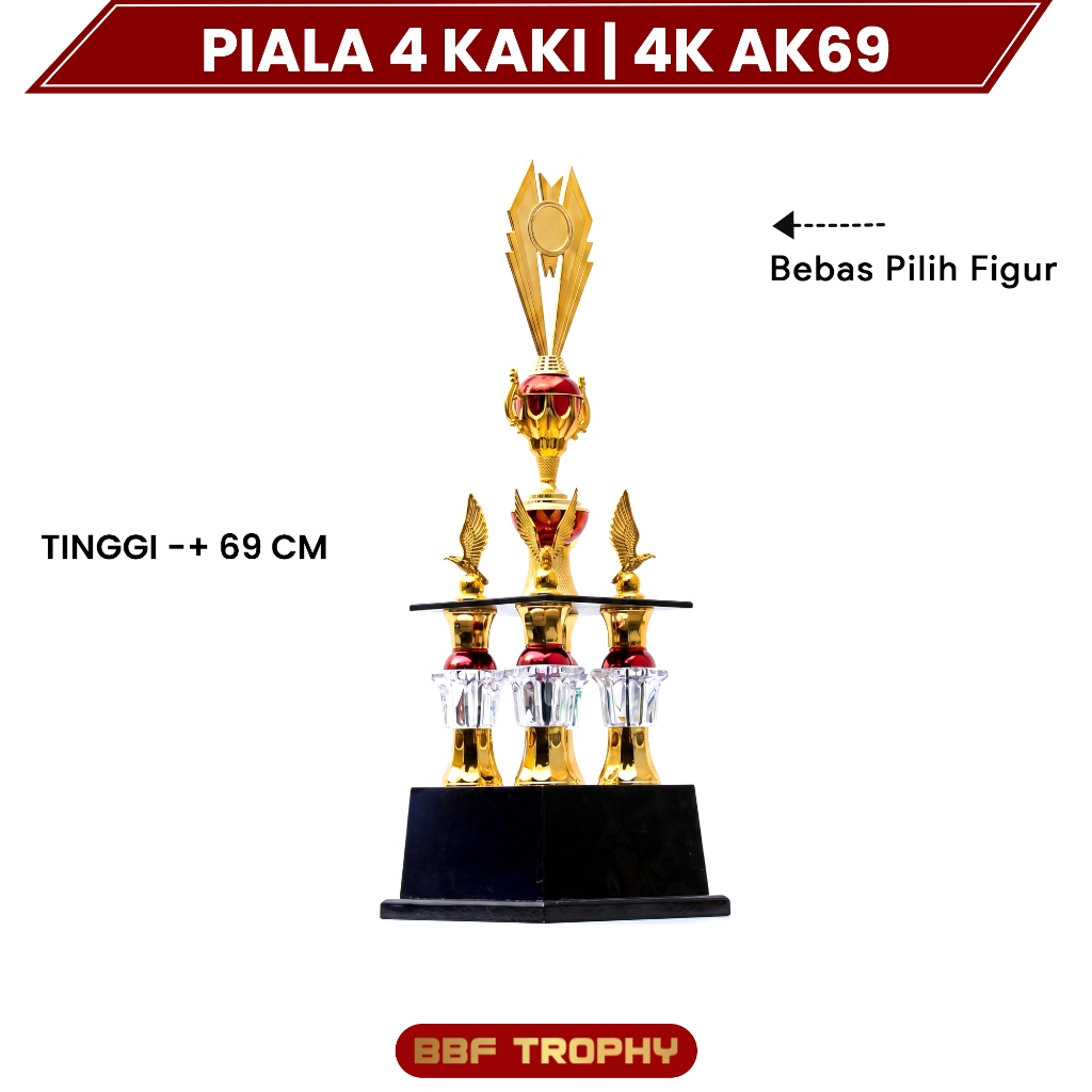 Piala Satuan 4 Kaki Tinggi 69cm Model 4K AK69 Trophy Besar Juara Umum Eksklusif Mewah Piala Bergilir