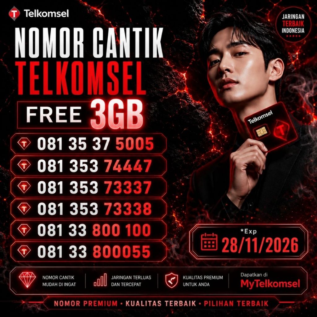 Nomor Cantik Telkomsel Seri 813 25 777 XX & 8 3537 xxxx Bonus 3GB Harga 75rb