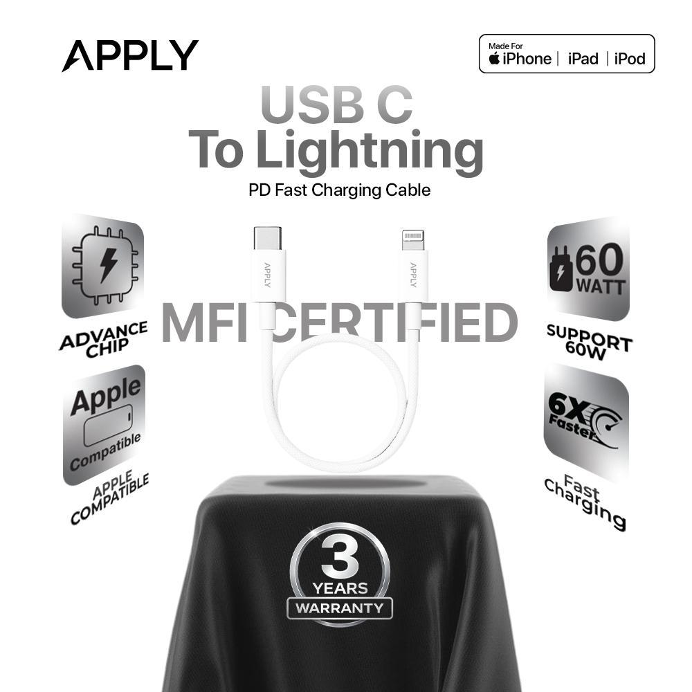 Apply - MFI Cable Only Lightning 60W For iPhone MFI Certified - Garansi 3 Tahun