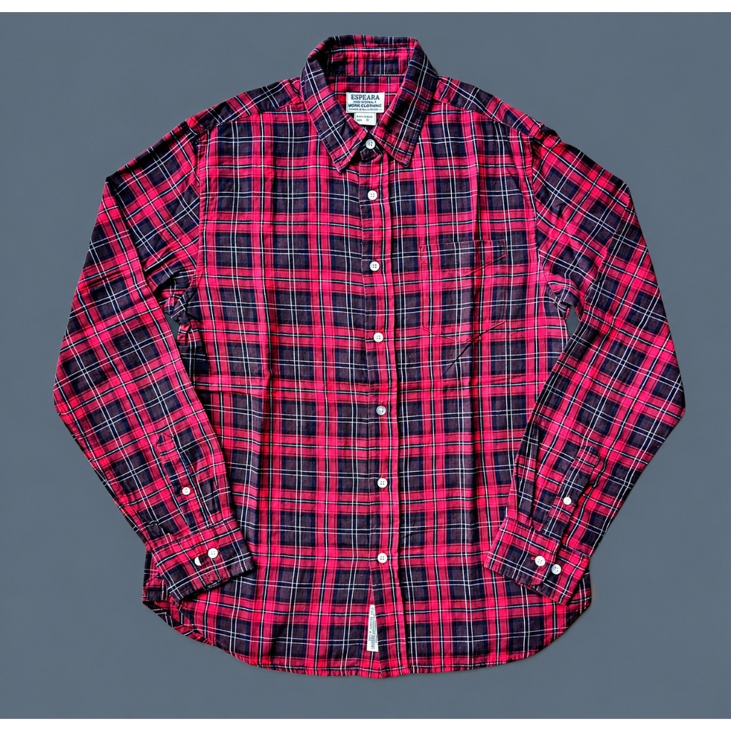 Vintage Espeara Union Made Lumberjack Red Plaid Flannel Sanforized Work Shirt