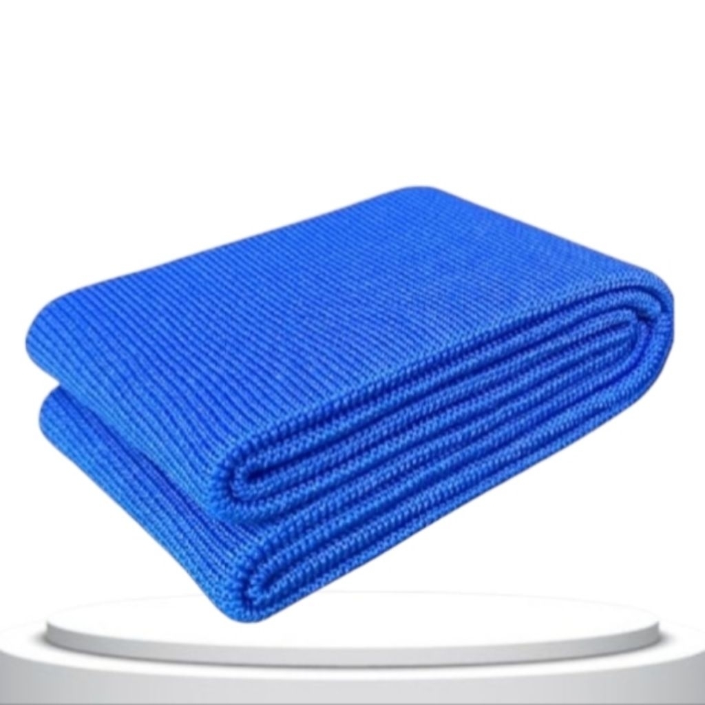 kain rib warna biru untuk jaket bagian lengan kerah pinggang