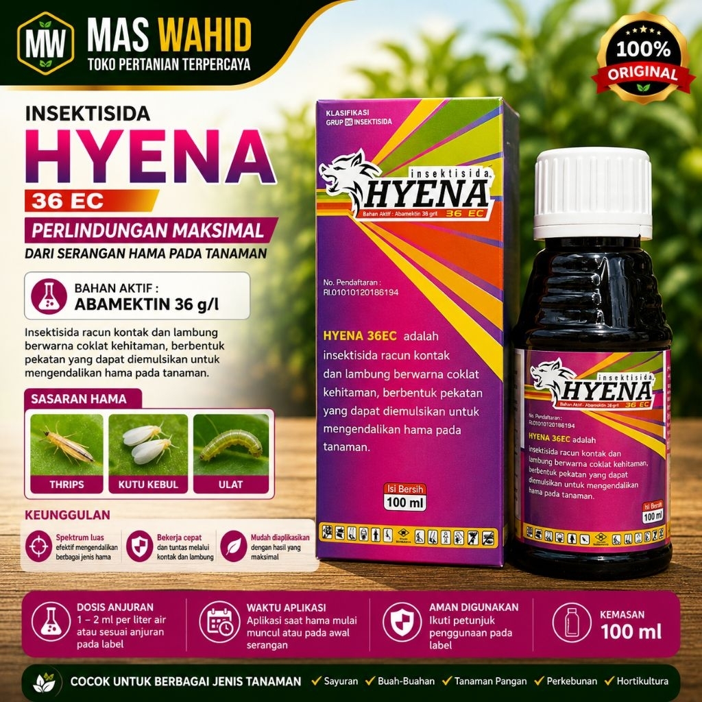 INSEKTISIDA HYENA 36 ec 100 ml ABAMEKTIN BASMI HAMA THRIPS KEBAL