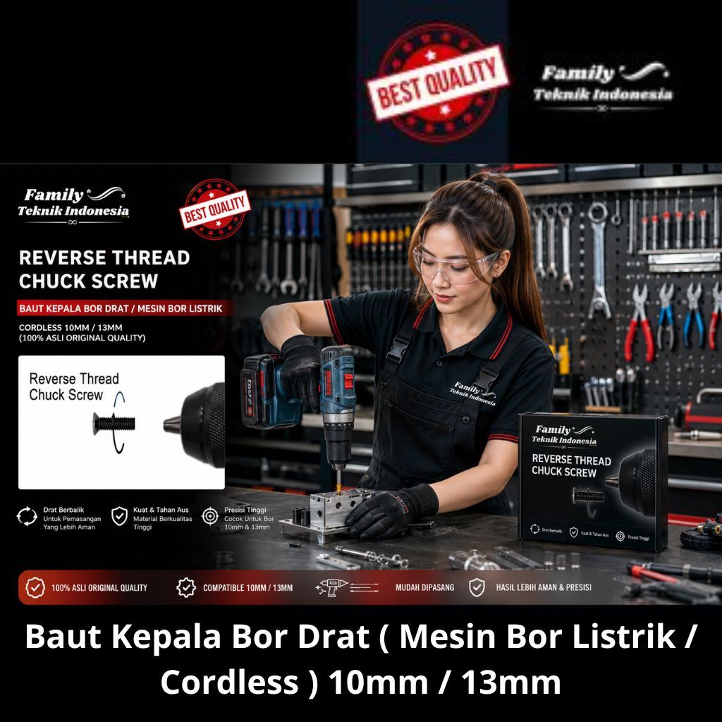 Baut Kepala Bor Drat ( Mesin Bor Listrik / Cordless ) 10mm / 13mm