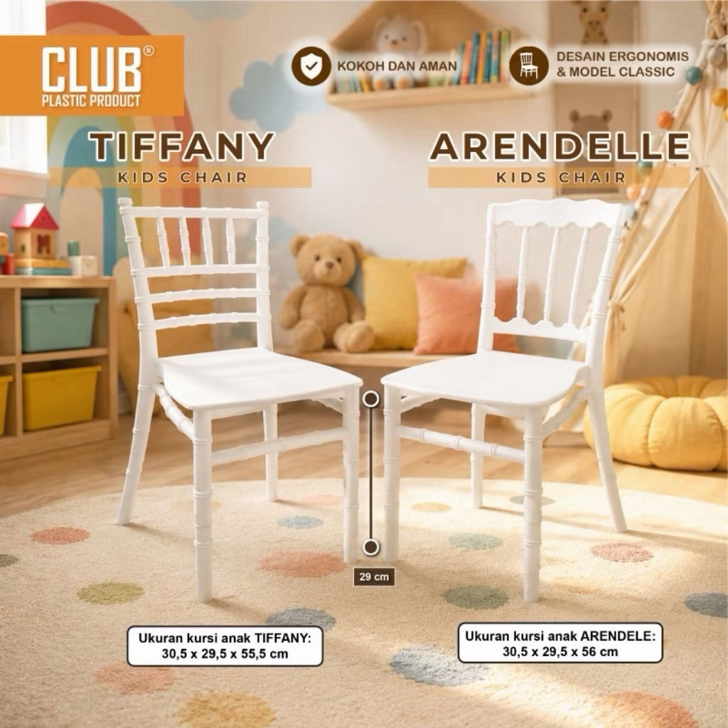 [SPX GRAB GOJEK READY] CLUB Plastik Kursi Plastik Putih Tiffany dan Kursi Anak Arendelle / Tiffany