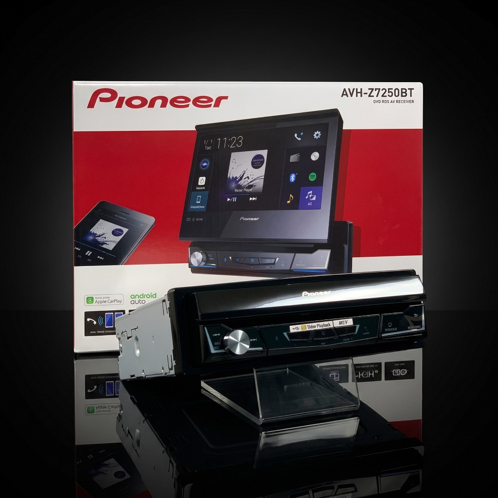 Pioneer AVH-Z7250BT Head Unit Single Din Motorized 7 Inch Touchscreen Apple CarPlay Android Auto