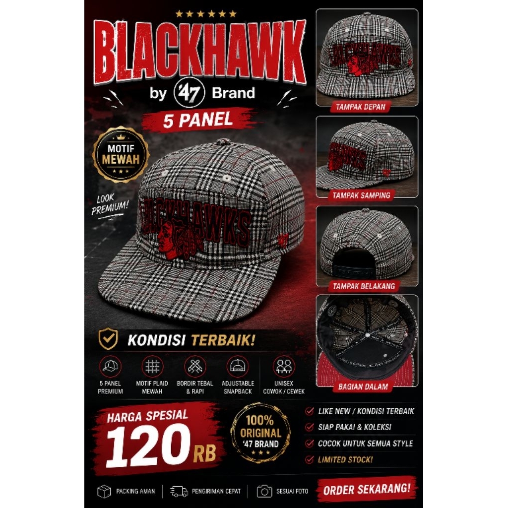 Topi Indians BLACKHAWK × '47 BRAND SNAPBACK