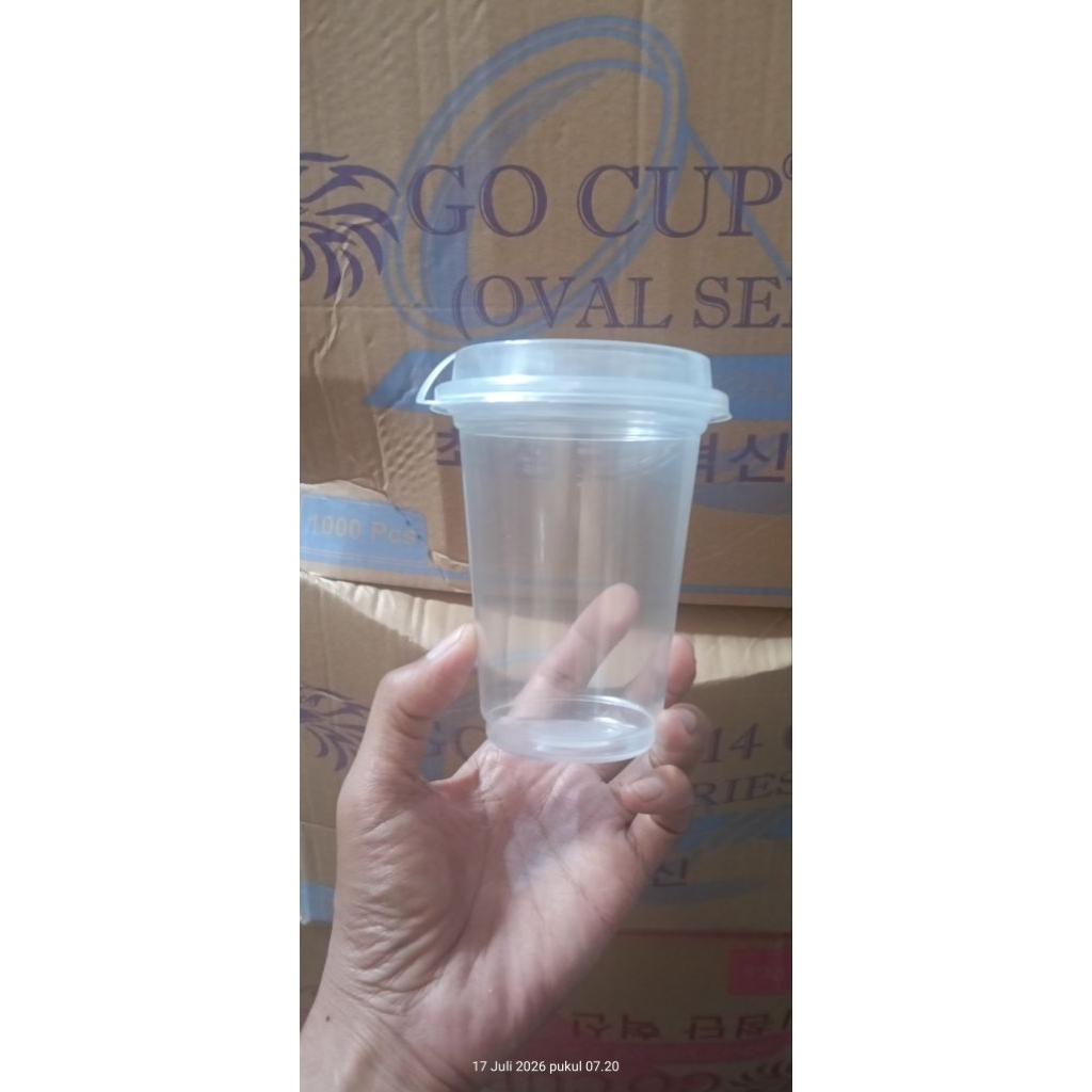 sablon cup 12oz Datar  GO CUP  plus tutup strawless