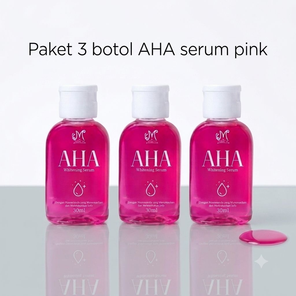 DAPAT 3pcs - AHA whitening Serum PINK Face and body serum 30ml BPOM Miss Ti