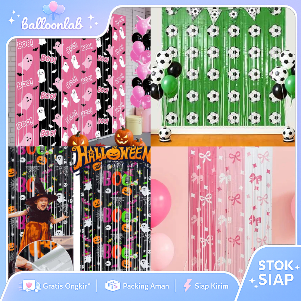 Tirai Benang Kupu-Kupu Polyester Unik 200x100cm Banyak Warna Pembatas Ruangan