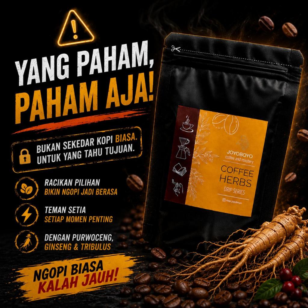 Kopi Herbal Joyoboyo Kopi Gingseng Purwaceng Membantu Memelihara Stamina Isi 150 gr
