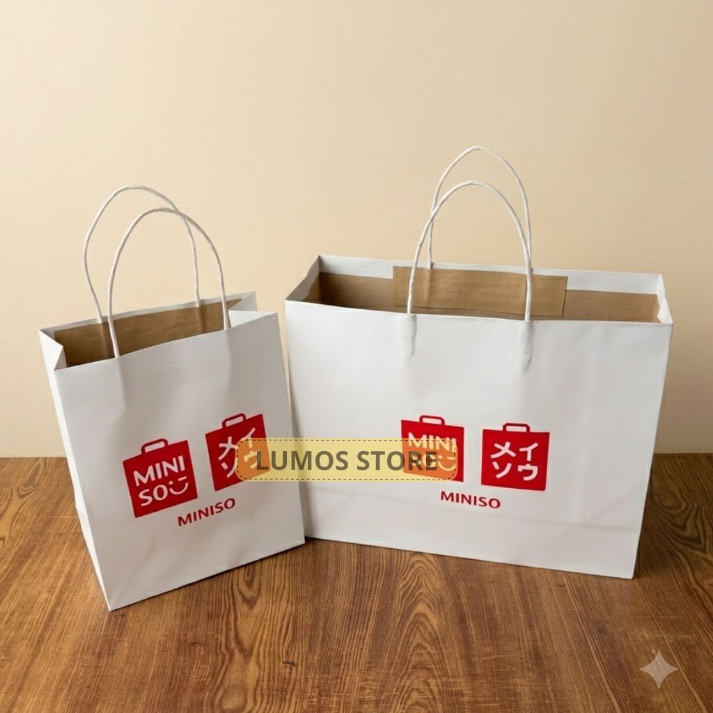 Paper Bag Miniso Putih Tas Kado Hadiah Hampers