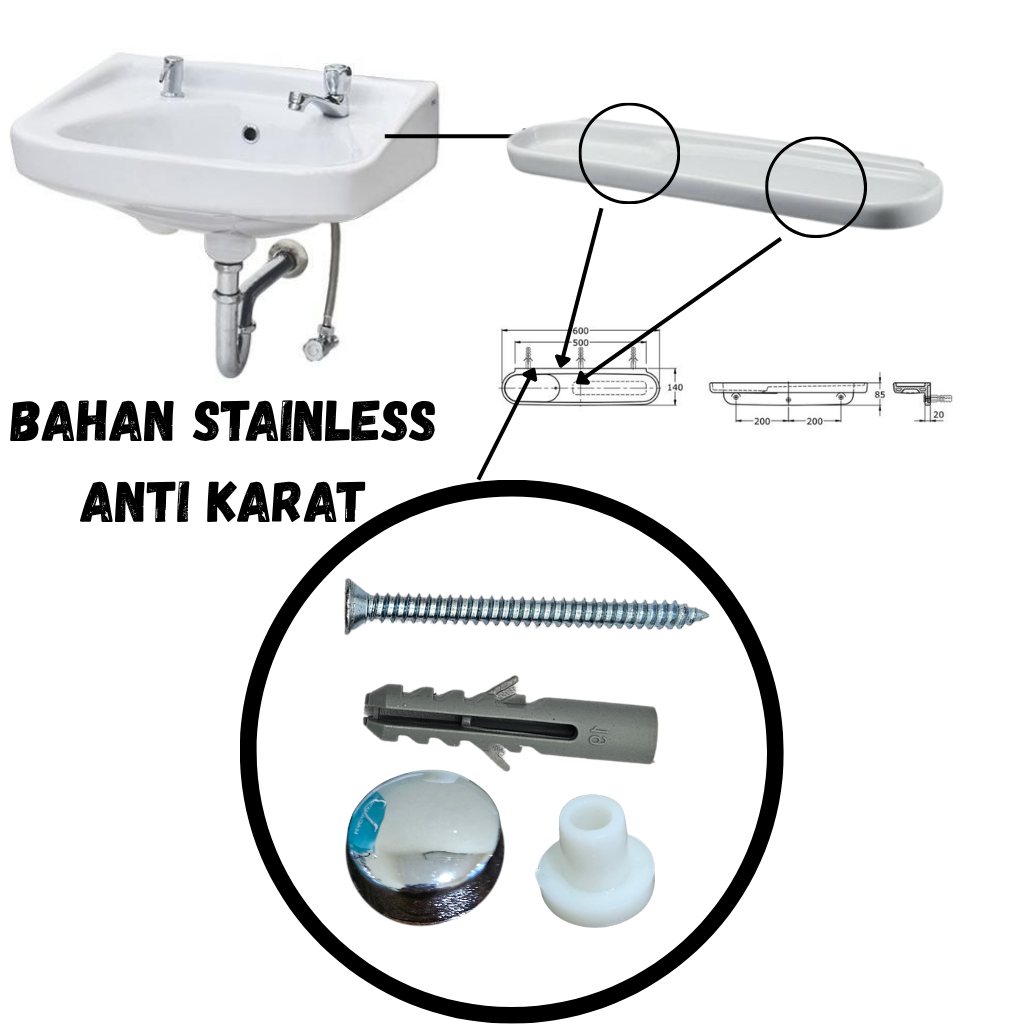 Baut Plunge Set Tipe TA2SV2 Cocok untuk Wastafel & Kloset - Sparepart Kamar Mandi // mur kran wastaf