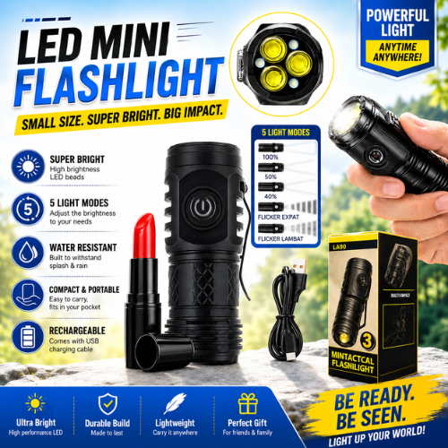 Senter LED Super Terang Senter LED Super Terang Jarak Jauh Center Mini Rechargeable 5 mode