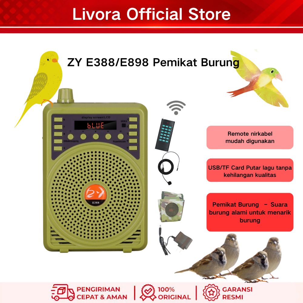 ZY E388 /E898 Bird Caller/Speaker Buruan Bluetooth/Pemanggil Buruan 48W Di Lengkapi Mic Fokus pada P