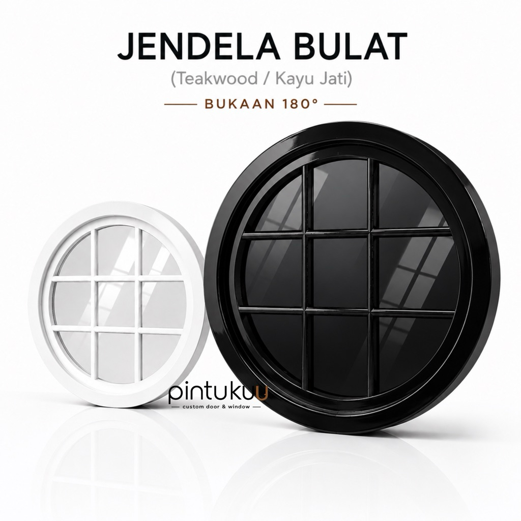 Kusen Jendela Bulat Kayu Jati Solid - Kusen Jendela Bulat - Jendela Rumah Minimlis - JB4