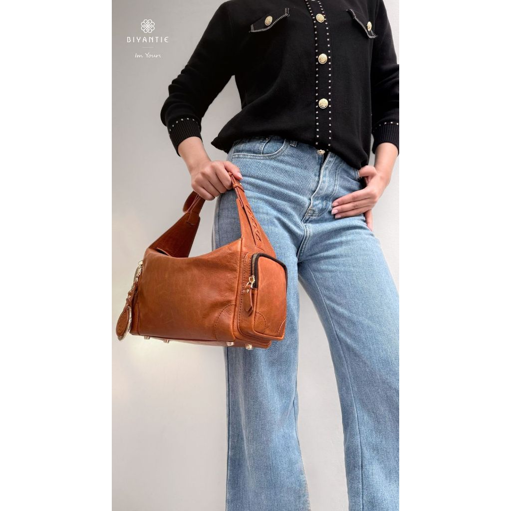 BIYANTIE Cargo Soulder Bag Genuine Leather Luxury Bag - Tas Bahu Wanita Tas Jinjing Premium Leather