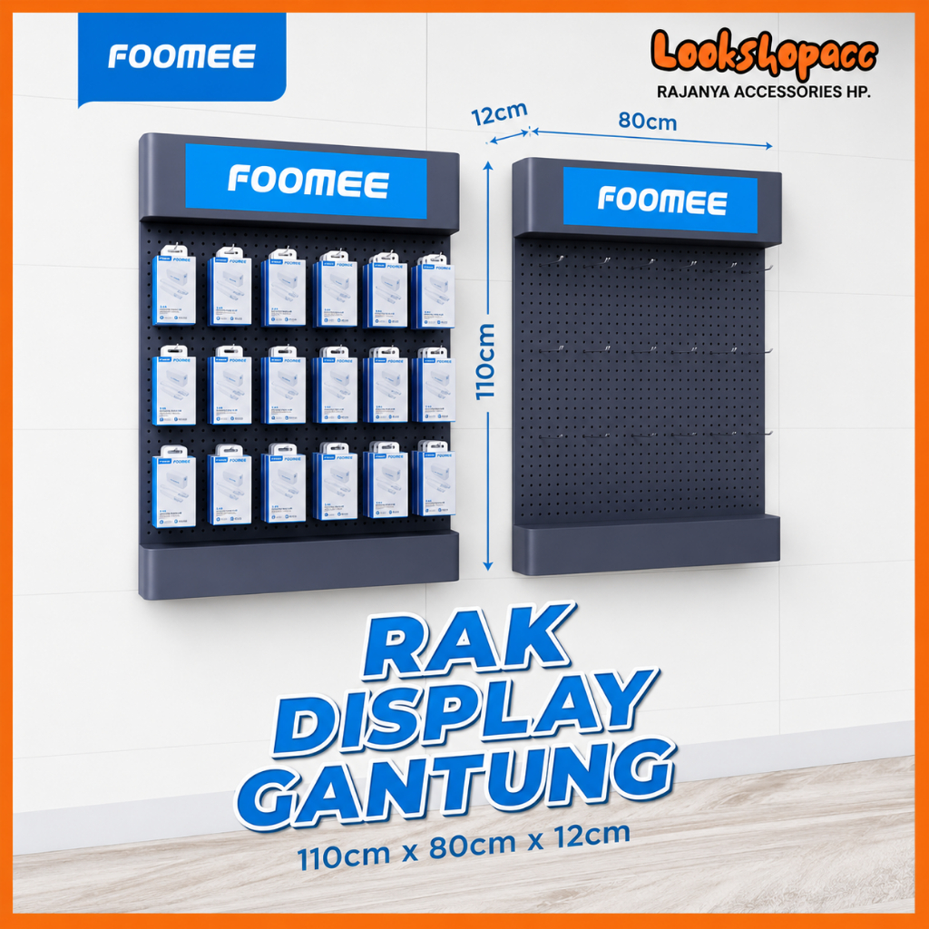 FOOMEE Rak Dinding / DAP Rak Dinding Rak Display Gantung 110CM x 80CM x 12CM Lemari Pajangan Accesso