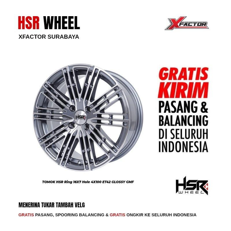 VELG MOBIL R16 HSR TOMOK HSR R16X7 4X100 ET42 GGMF 4 PCS VELG
