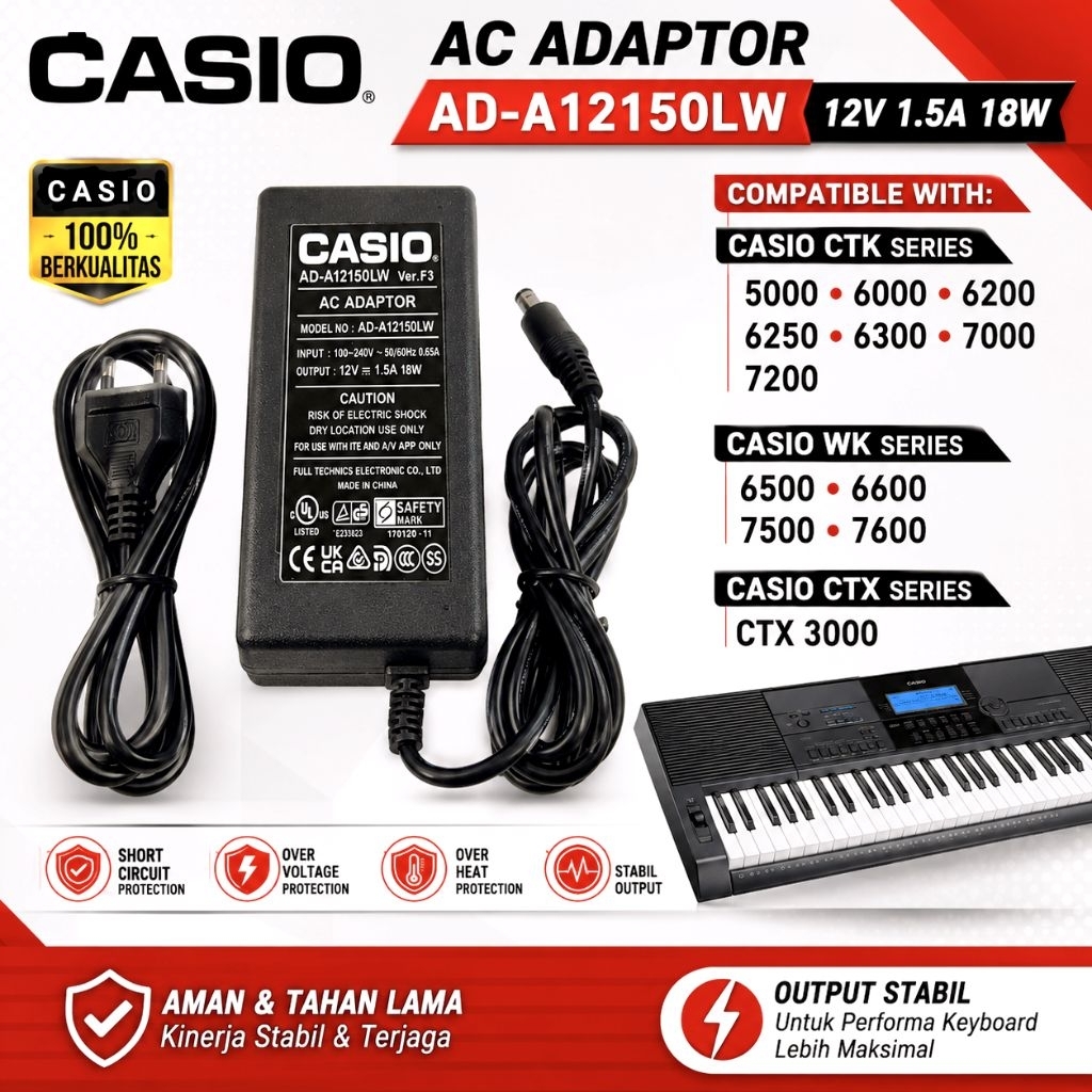 Adaptor Keyboard Casio CTX 3000, WK 6500, WK 6600, WK7500, WK 7600