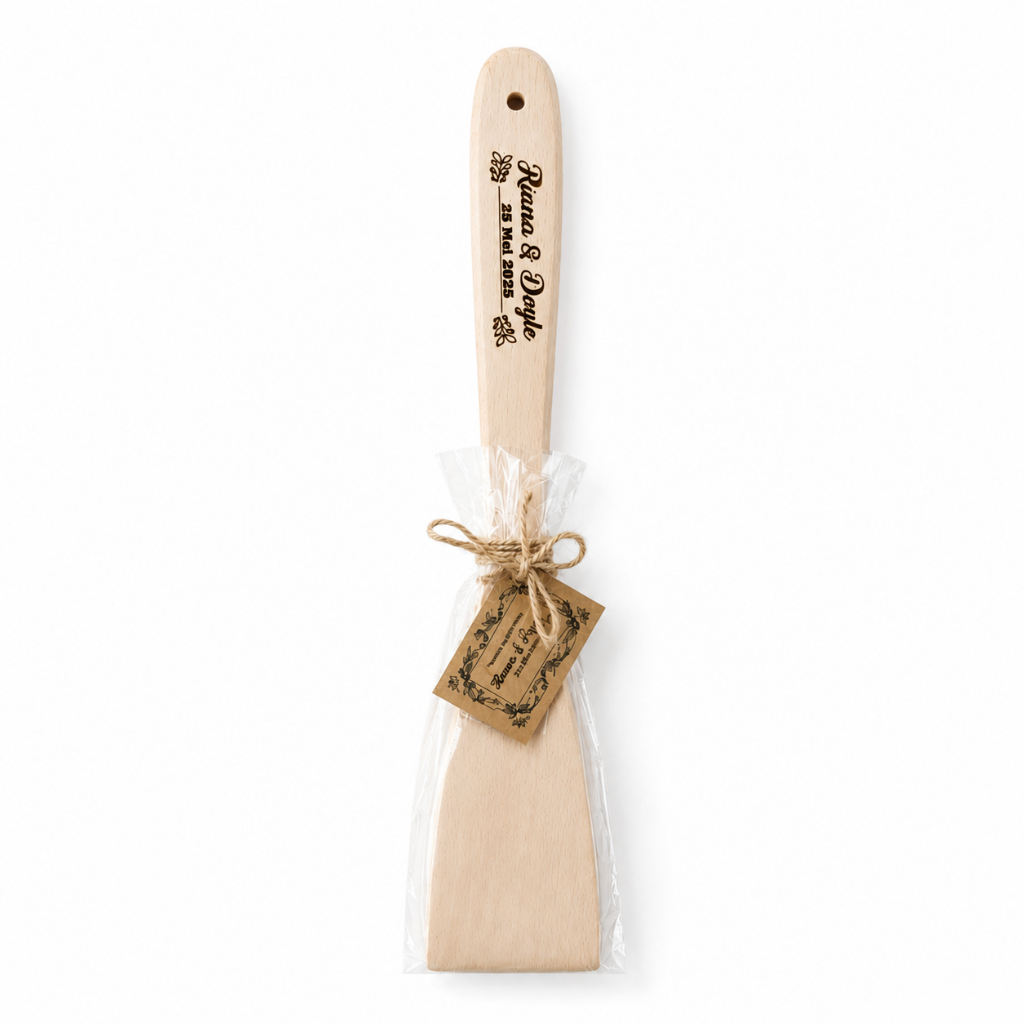 100 Pcs - Souvenir Sotil Spatula Solet Panjang Kemas Plastik Tali Rami Gratis Sablon By Request