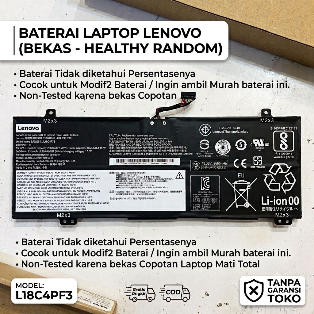 Baterai [SECOND - BATTERY HEALTH DROP] Lenovo Ideapad C340 (C340-14IML), S540-14API Flex - 14IWL | M