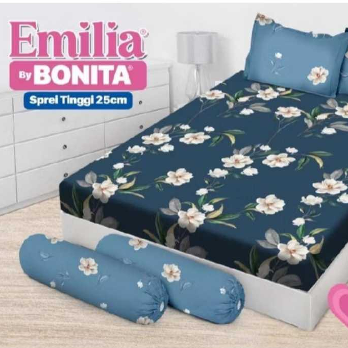 Sprei Bonita 180x200 Tinggi 25 Bantal 4 Emilia / Sprei Bonita King Emilia / Emilia 180x200