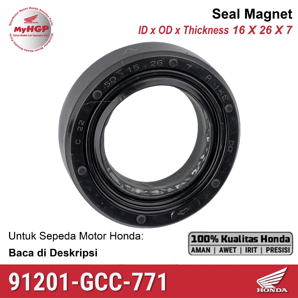 91201GCC771 - Oil Seal Seal 16x26x7 - Magnet BeAT Scoopy Vario 110 FI 91201-GCC-771 91201 GCC 771 Si
