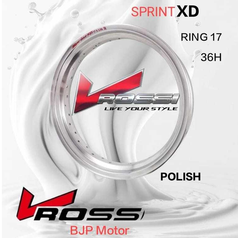 Velg Rossi Vrosi Sprint XD Ring 17 Black Polish - Pilihan Ukuran Satuan, Stylish, Tahan Benturan
