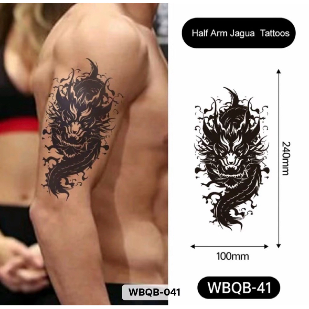 ( Semi permanen ) Tatto temporer Wbqb 41 naga hahh stiker tato temporary tato tempel sementara tahan