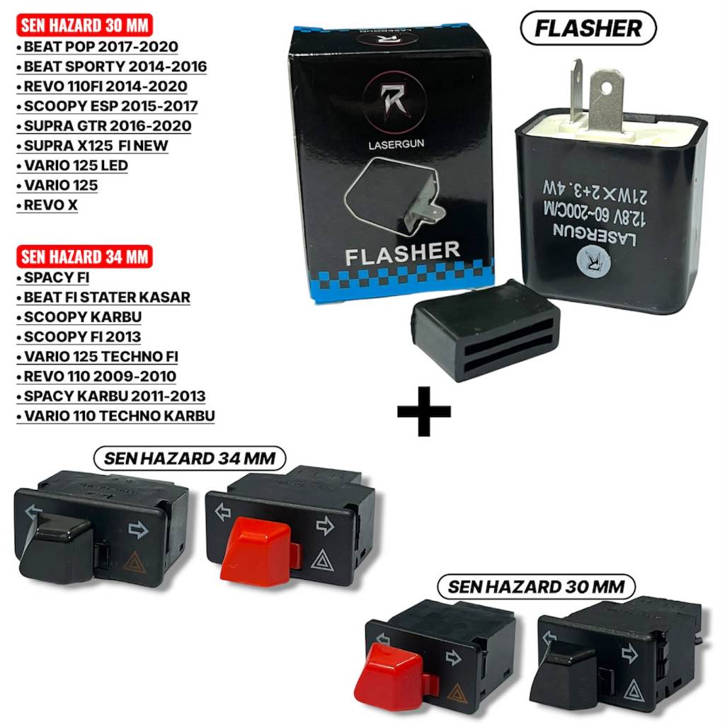 Paket Tombol Sein Sen Hazard Plus Flasher Pengatur Kecepatan Sein Motor Sen Hazard Plus Flasher Univ