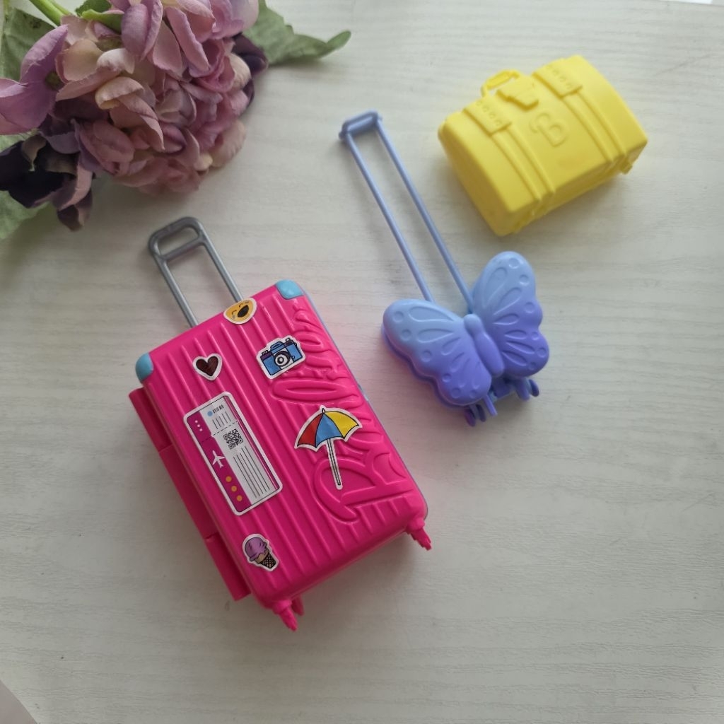 Aksesoris tas koper boneka Barbie Mattel Travel big luggage all varian