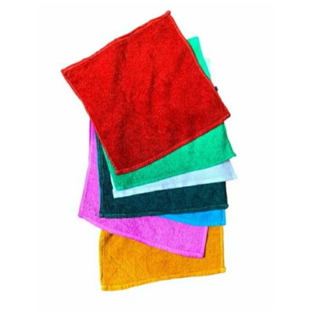 Handuk Kain Bulu Polos Warna Merah Hijau Biru Ungu Kuning Tosca