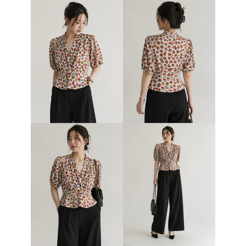 Vintage 90s Floral Blouse Pierre Balmain