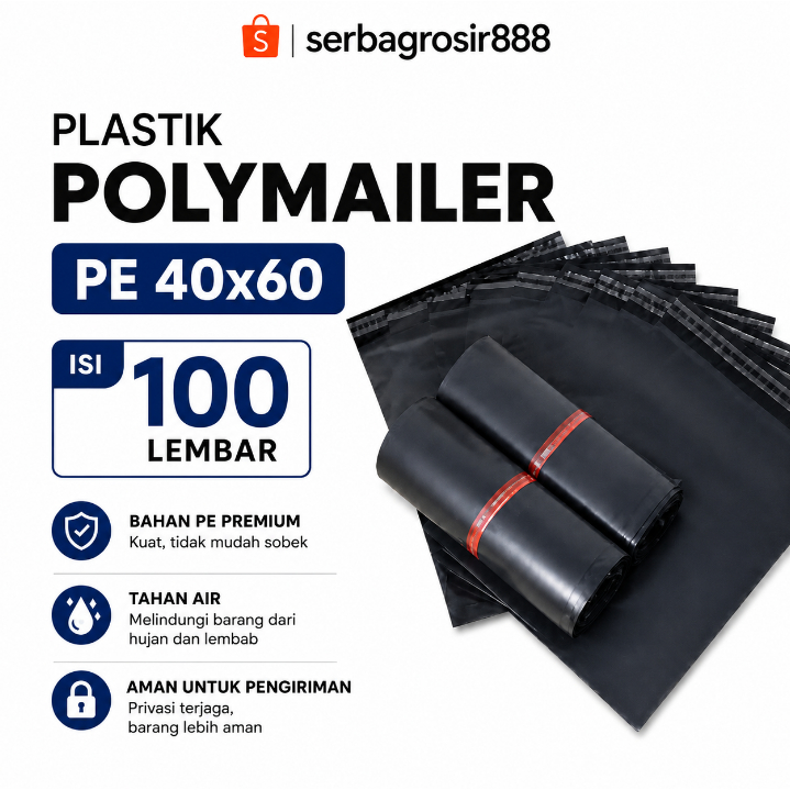 PLASTIK POLYMAILER PE Lem Bening Glosy  40x60 - plastik packing polymailer - Plastik Polymailer PE 4