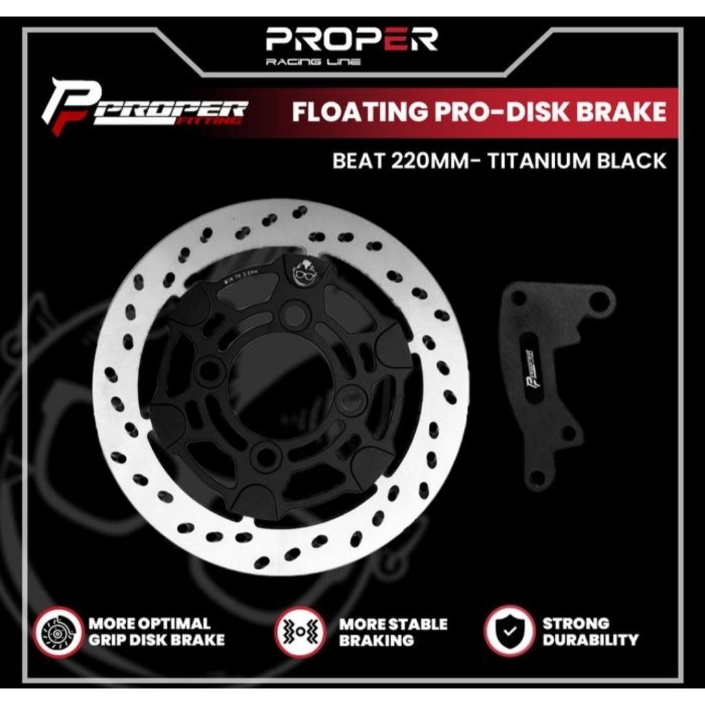 PROPER FITTING FLOATING DISK BRAKE 220MM HONDA BEAT PIRINGAN CAKRAM
