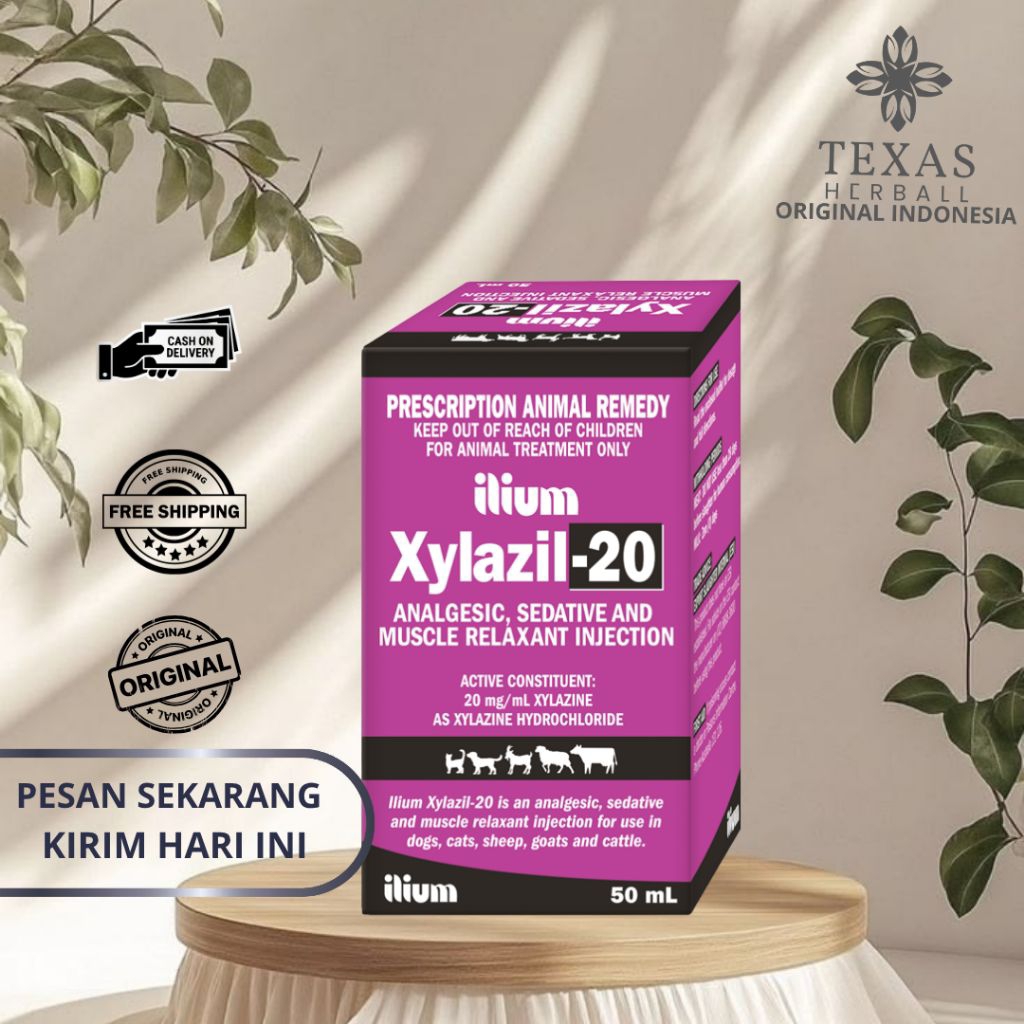 Xylazil-20 obat injeksi hewan golongan Xylazine 20 mg/ml yang berfungsi sebagai obat penenang, pered