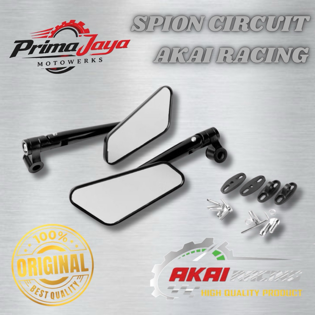Spion Motor Akai Racing Circuit Universal Full CNC Karbon - Kaca Putih/Biru
